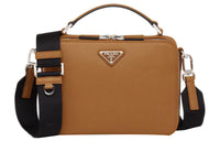 PRADA BriqueSaffiano Leather Handbag Shoulder Bag Crossbody Bag Men's Cinnamon