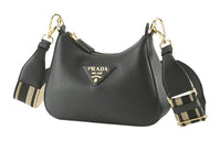 PRADA Leather Handheld Crossbody Bag Shoulder Bag Women's Black