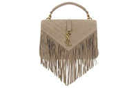 SAINT LAURENT Lambskin Handbag Women's Light Gray