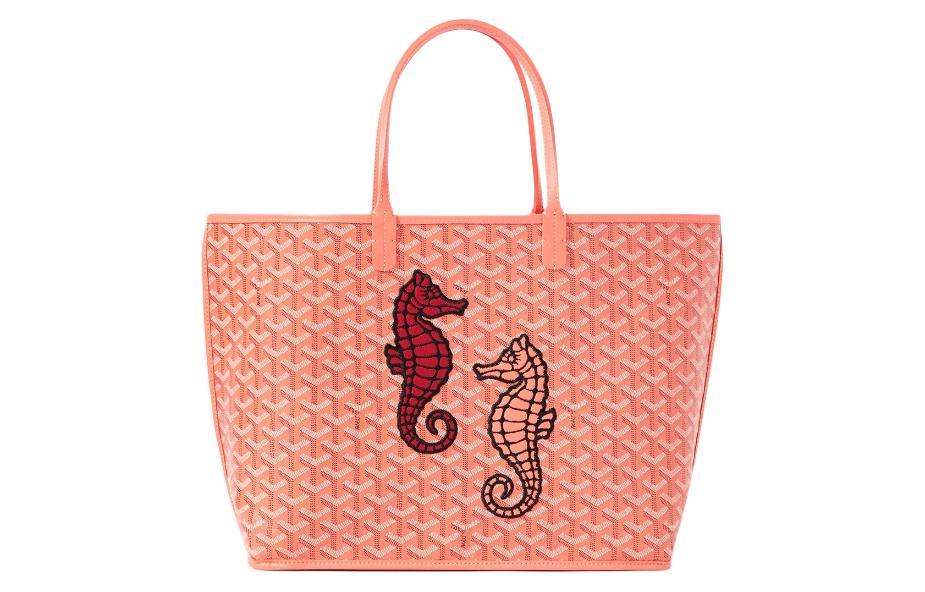 GOYARD Anjou Canvas With Leather Canvas Bag Tote Bag Shopping Bag Shoulder Bag Handbag Small Size Women's Orange Pink