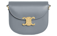 CELINE Triomphe Cow Leather Crossbody Bag, Shoulder Bag Women's Blue Gray