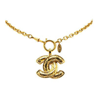 CHANEL 20th Century Plated Quilted Cc Pendant Necklace Costume Necklace