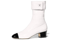 CHANEL Ankle Boots Women's Ivory White