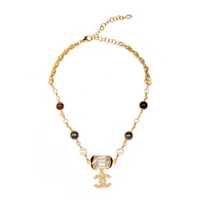 CHANEL Pearl Metal Necklaces Women's Multicolor