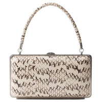 PRADA Leather One Shoulder Portable Clutch Women's Stone Gray