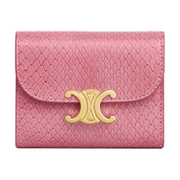CELINE Triomphe Snake Skin Wallet Small Size Women's Pink