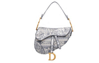DIOR Saddle Ruiyi Print Embroidery One Shoulder Handbags Medium Size Women's Gray