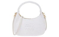MIU MIU Threading Needle Woven Hobo Bag, Shoulder Bag, Handbag Women's White