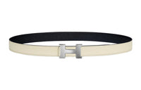 HERMES Constance Leather Belts Women's Cream White/Black