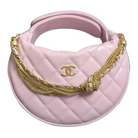 CHANEL Leather Handbag Women's Pink