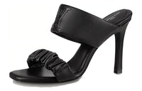LOUIS VUITTON Drapy Mule Slide Slippers 9.5cm Women's Black