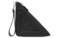 PRADA Triangle Leather Clutch Regular Men's Black