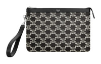 CELINE Triomphe Canvas-paneled Calfskin Trim Clutch Men's ** Black & White