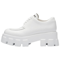 PRADA Monolith 55mm Lace Up Loafer White Brushed Leather Women's