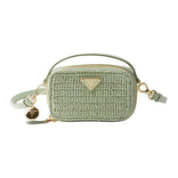 PRADA Leather Crossbody Bag Shoulder Bag Mini Women's Aqua Green