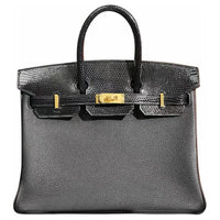 HERMES Birkin Touch Lizard Skin Handbag Women's Black