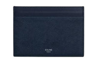 CELINE Grained Cow Leather Wallets Card Holders Men's Marine Blue