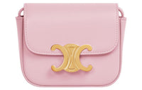 CELINE Triomphe Bright Calfskin Shoulder Bag, Crossbody Bag Mini Women's Light Pink Red