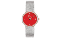 DIOR Wrist Watch Quartz Movement Stainless Steel Strap 25mm Red Watch Dial Women's Watch