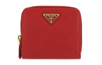PRADA Leather Wallet Women's Red