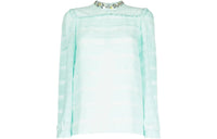 MIU MIU Pre Owned Ruffle detailed Silk Blouse