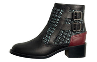 CHANEL Ankle Boots Women's Black Red