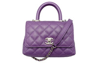 CHANEL COCO Handle Calfskin Handbag Shoulder Bag Crossbody Bag Mini Women's Purple