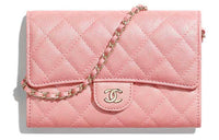CHANEL Classic Flap CF Cow Leather Evening Party Bag Chain Bag Shoulder Bag Regular Women's Pink