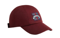 HERMES Cashmere Canvas Calfskin Palladium-Plated Silk Rayon Baseball Caps Women's Red