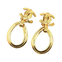 CHANEL 1996 Cc Dangle Clip on Earrings