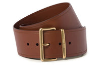 MIU MIU Carving Logo Pin Buckle Leather Belts Women's Brown