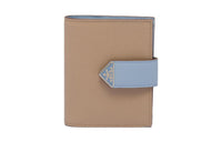PRADA Leather Card Holder, Wallet Trumpets Women's Sand/Light Blue