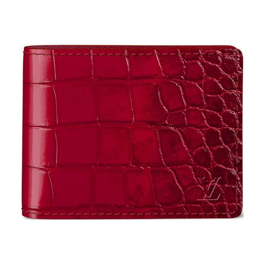 LOUIS VUITTON Leather Trim Card Holder Men's Red