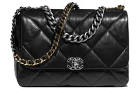 CHANEL 19Bag Lambskin Crossbody Bag Shoulder Bag Unisex Black
