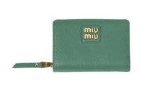 MIU MIU Leather Wallet Small Size Women's Sage Green