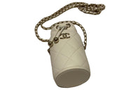 CHANEL Lambskin Shoulder Bag Crossbody Bag Small Size Women's White