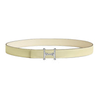 HERMES Epsom Calfskin Leather Belts Women's Gray White/Milton Yellow Width 2.4cm
