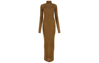 SAINT LAURENT Short Sleeved Dress Women's Dark Brown