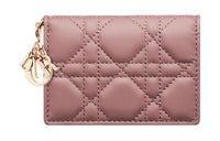 DIOR Lady Dior Lambskin Wallets Card Holders Women's Pink