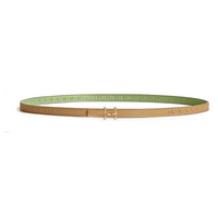 HERMES Calfskin Gold-Plated Leather Belts Women's Brown/Green Width 1.3CM