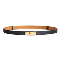 HERMES Logo Detail Smooth Buckle Calfskin Gold-Plated Leather Belts Women's Multicolor Width 1.8cm