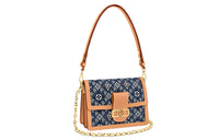 LOUIS VUITTON Dauphine Jacquard Fabric With Natural Cow Leather Daphne Shoulder Bag Women's Blue