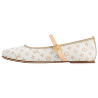 LOUIS VUITTON Romy Flat Mary Jane Shoes Women's White