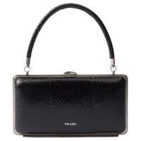 PRADA Leather Portable One Shoulder Clutch Regular Women's Black