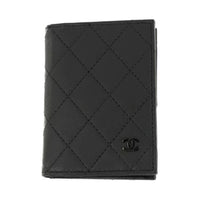 CHANEL Calfskin Wallet Coin Purse Women's Black