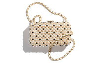 CHANEL Glass Beads Evening Bag, Crossbody Bag, Shoulder Bag Regular Women's White & Black