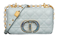 DIOR Caro Cow Leather Shoulder Bag Crossbody Bag Handbag Small Size Women's Blue