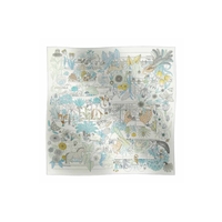 HERMES Silk Scarves Women's White/Water/Mint