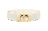 DIOR Logo Embossed Smooth Buckle Leather Belts Women's White