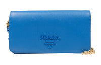 PRADA Cow Leather Handbag Crossbody Bag Shoulder Bag Women's Light Blue